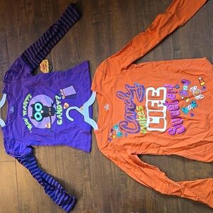 Purple and Orange Long Sleeve Graphic Tees 2 Pack Bundle - Size M 7/8
